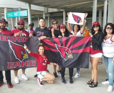 Birdgang with banners